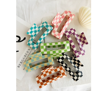 Checkered Jumbo 4" Acetate Hair Claw