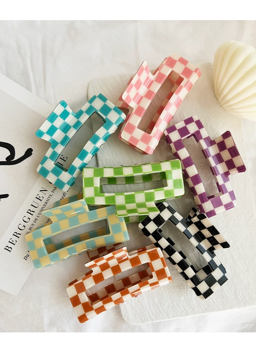 Checkered Jumbo 4" Acetate Hair Claw
