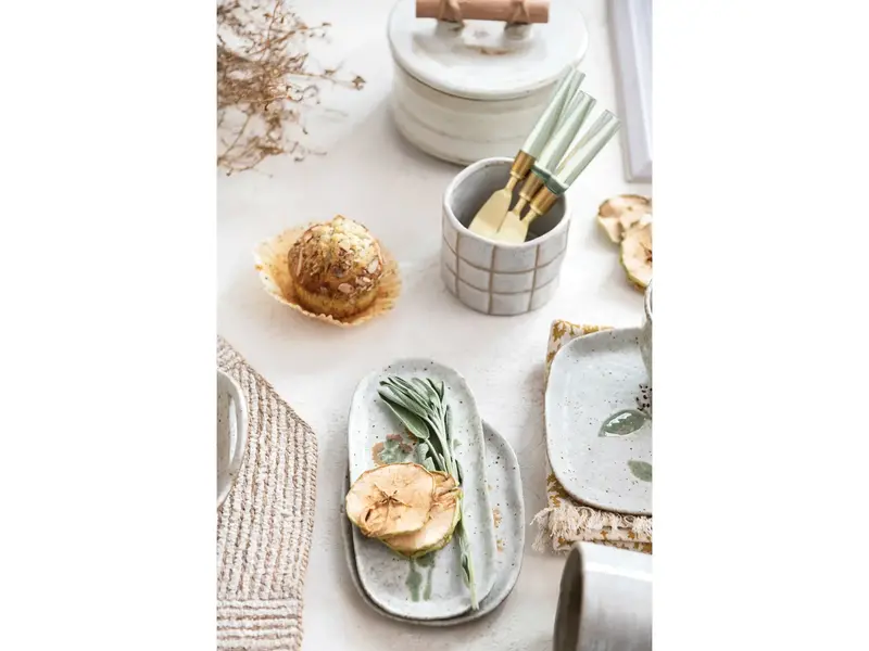 Bloomingville Hand-Painted Stoneware Plate, Reactive Glaze