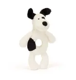 JellyCat Inc Bashful Black and Cream Puppy Ring Rattle