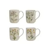 Creative Co-OP 12 oz. Hand-Painted Stoneware Mug w/ Botanicals
