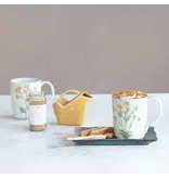 Creative Co-OP 12 oz. Hand-Painted Stoneware Mug w/ Botanicals