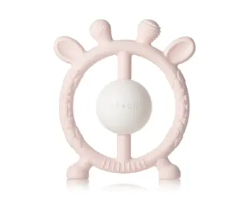 Giraffe Teether & Rattle Food-Grade Silicone Toy (Pink)