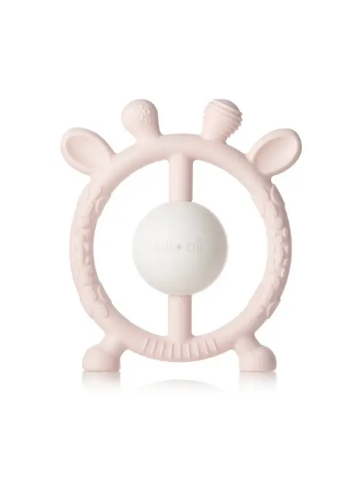 Giraffe Teether & Rattle Food-Grade Silicone Toy (Pink)