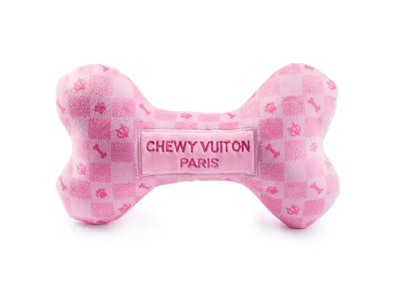 Haute Diggity Dog Pink Checker Chewy Vuiton Bone