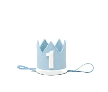 1 Year (One) Baby Blue Felt Crown