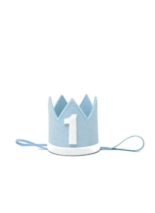 1 Year (One) Baby Blue Felt Crown