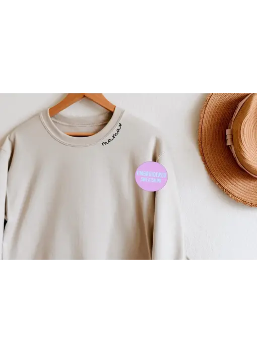 Embroidered Mama Sweatshirt Sand/Black  - Medium