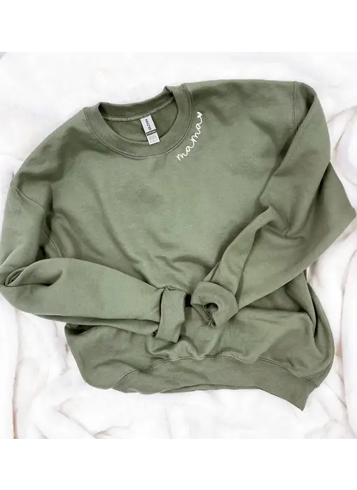 Embroidered Mama Sweatshirt Sand/Black  - Large