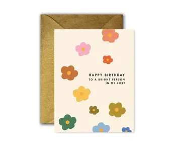 Mod Floral Bright Person Birthday Greeting Card