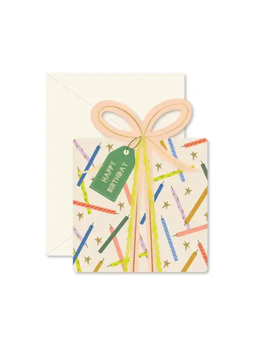 Birthday Gift Star Candles Die-Cut Folded Greeting Card