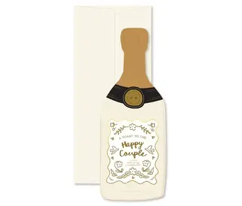 Happy Couple Champagne Bottle Greeting Card