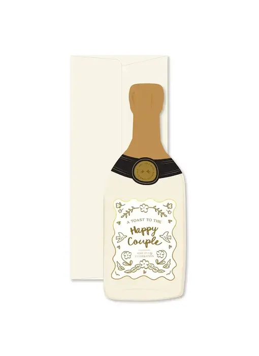 Happy Couple Champagne Bottle Greeting Card