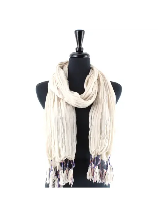 Rio Party Scarf W/Tassels Cream