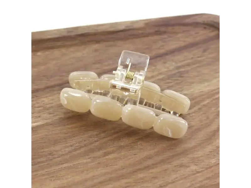 pretty persuasions Rectangle Bead Hair Claw Clips Beige