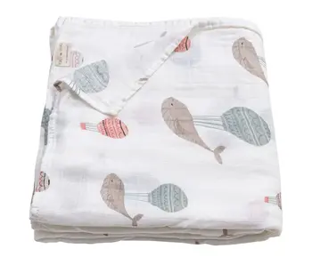 Muslin Swaddle Blanket (Whale)