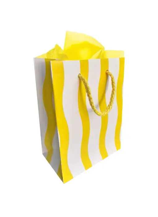 Yellow Fussy Stripe Small Gift Bag