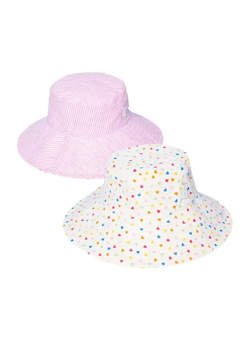 Rainbow Hearts Reversible Sun Hat 3-6 Years