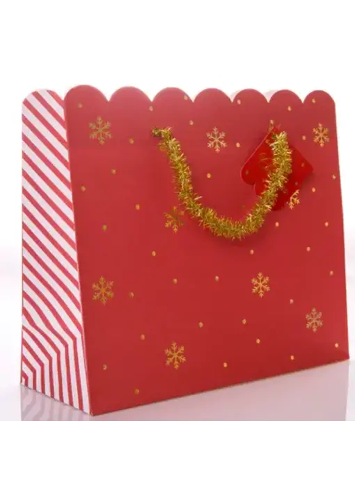 Snowflake Large Holiday  Gift Bag Set - Red