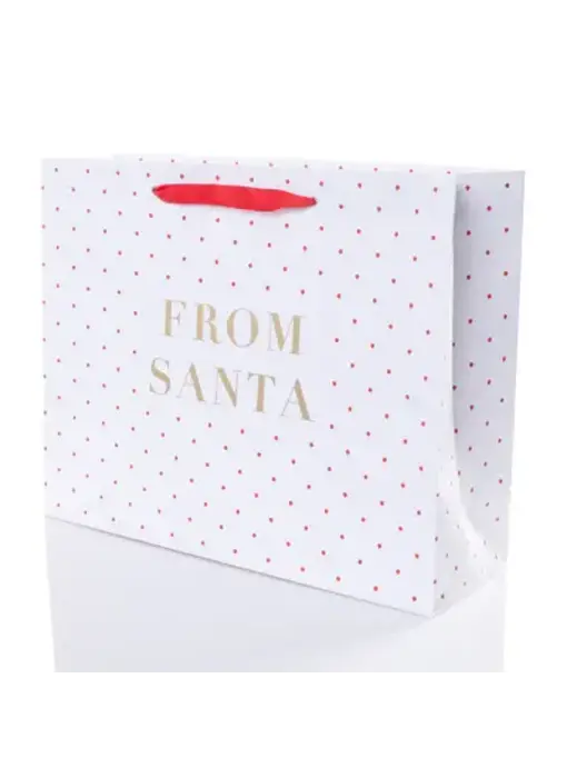 Classic Holiday Large Landscape "From Santa" White Gift Bag
