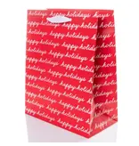 Graphique De France Classic Holiday Medium Portrait "Happy Holidays" Red Gift Bag Graphique De France Classic Holiday Medium Portrait "Happy Holidays" Red Gift Bag