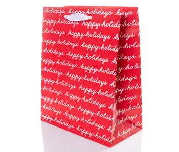 Classic Holiday Medium Portrait "Happy Holidays" Red Gift Bag