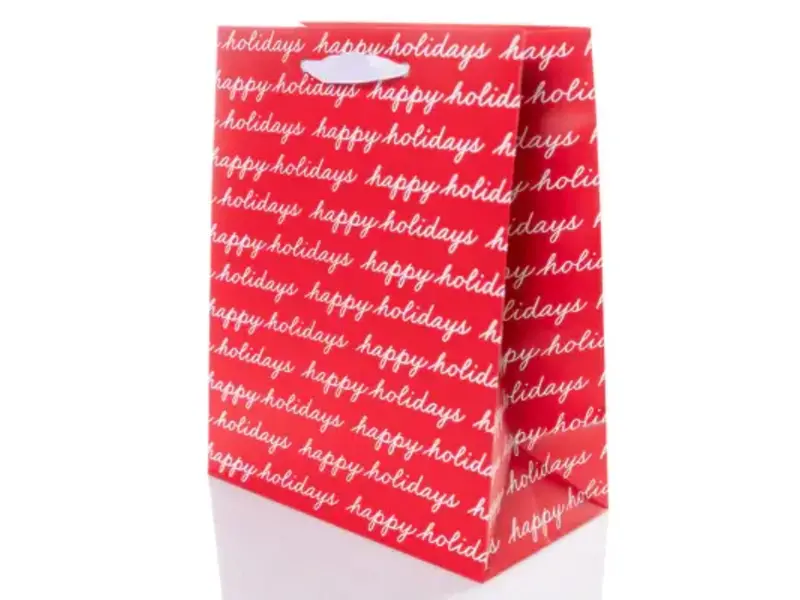 Graphique De France Classic Holiday Medium Portrait "Happy Holidays" Red Gift Bag