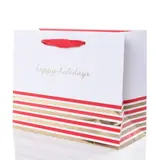 Graphique De France Classic Holiday Medium Landscape "Happy Holidays" White Gift Bag Graphique De France Classic Holiday Medium Landscape "Happy Holidays" White Gift Bag