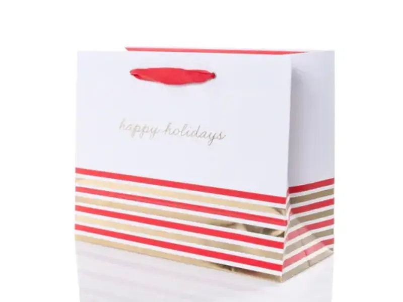 Graphique De France Classic Holiday Medium Landscape "Happy Holidays" White Gift Bag