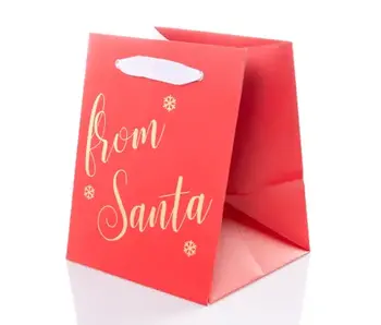 Classic Holiday Small Portrait "From Santa" Red Gift Bag