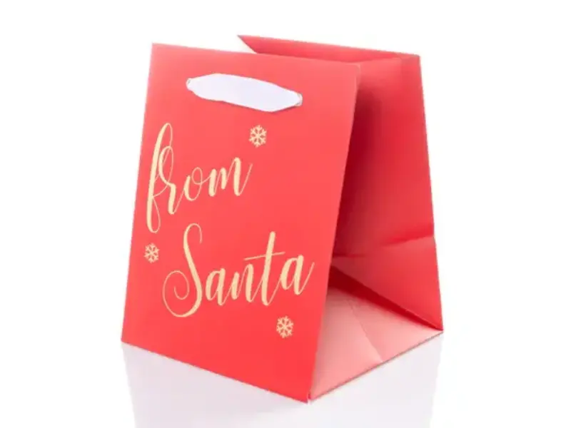 Graphique De France Classic Holiday Small Portrait "From Santa" Red Gift Bag