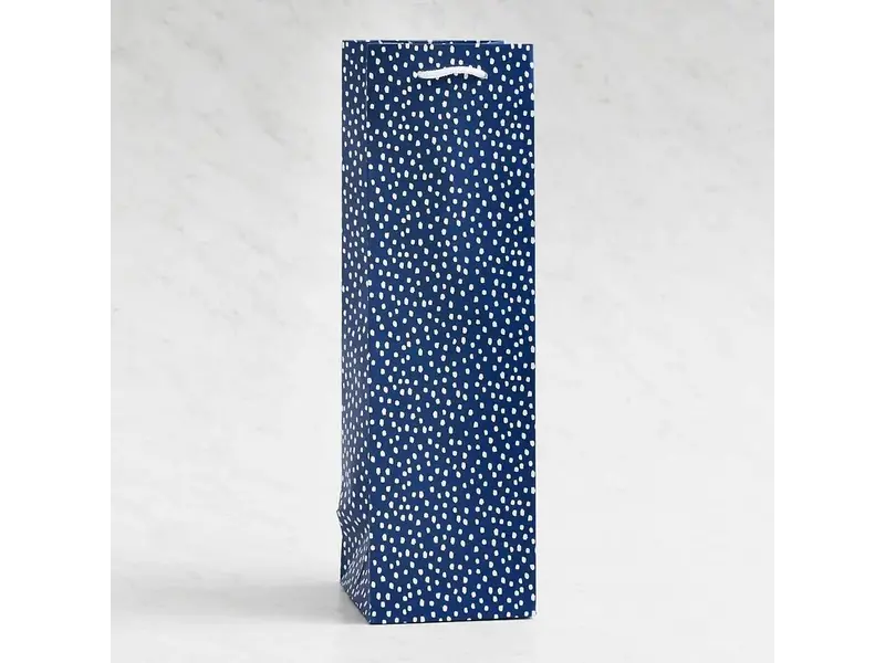 Paper Source Navy Flurry Wine Gift Bag