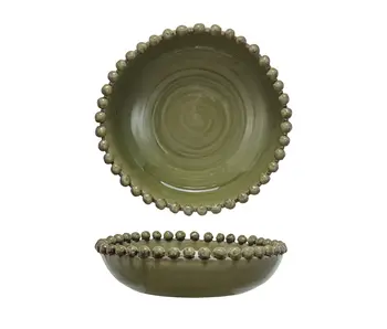 Decorative Handmade Terra-cotta Bowl w/ Hobnail Edge