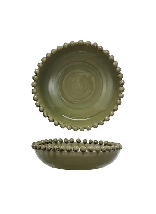 Decorative Handmade Terra-cotta Bowl w/ Hobnail Edge