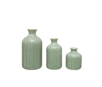 Embossed Stoneware Vase, Medium