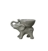 Creative Co-OP Stoneware Elephant w/ Bowl, Grey