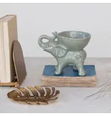 Creative Co-OP Stoneware Elephant w/ Bowl, Grey