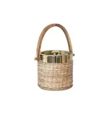 Creative Co-OP 1-1/2 Quart Stainless Steel & Woven Rattan Ice Bucket w/ Mango Wood Handle