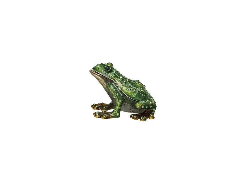 Creative Co-OP Enameled Metal Frog Shaped Trinket Box w/ Jewels