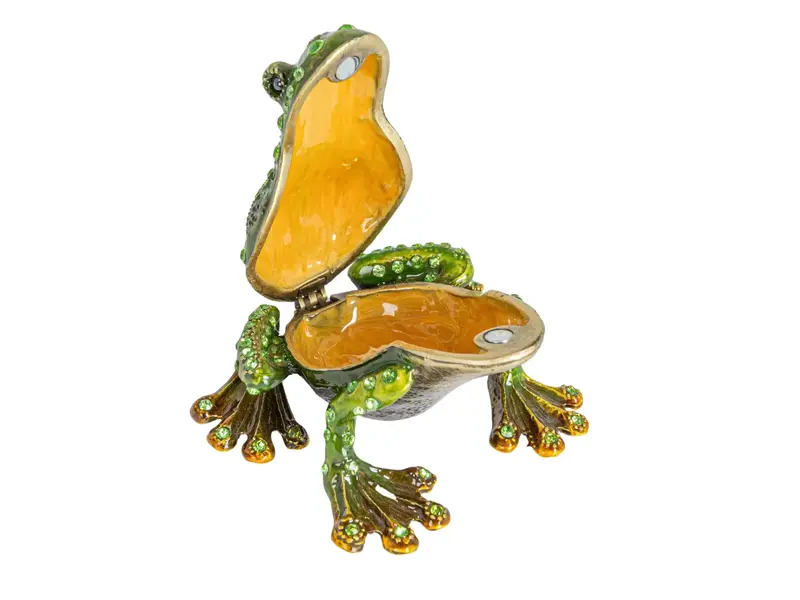 Creative Co-OP Enameled Metal Frog Shaped Trinket Box w/ Jewels