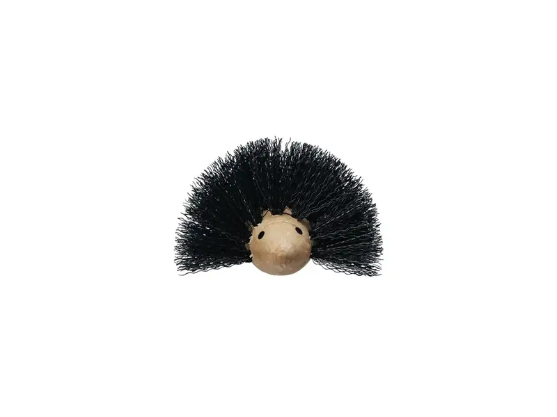 Creative Co-OP Wood & Plastic Hedgehog Shaped Brush, Black & Natural