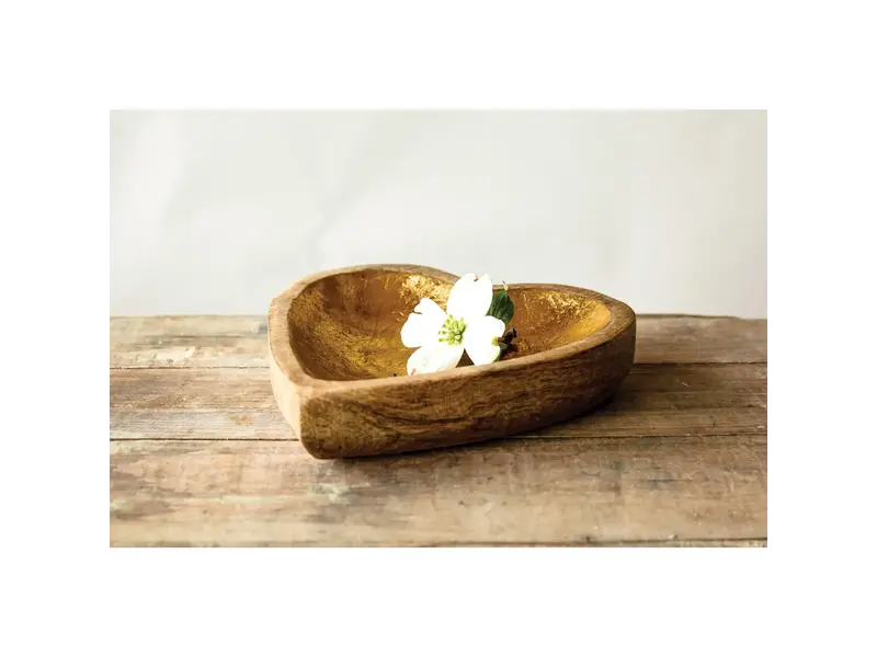 Creative Co-OP Decorative Mango Wood Heart Bowl