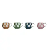 Creative Co-OP 10 oz. Stoneware Mug w/ Check Pattern