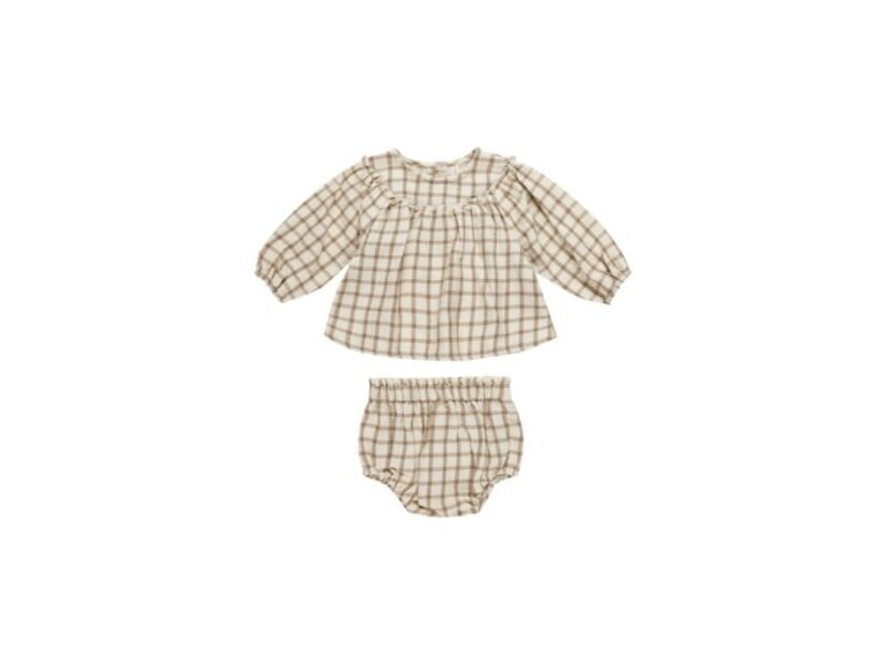 Rylee + Cru Inc. MIA TOP + BLOOMER SET || CINNAMON PLAID