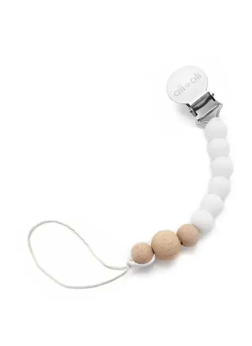 Silicone Pacifier Clip (White Wood)