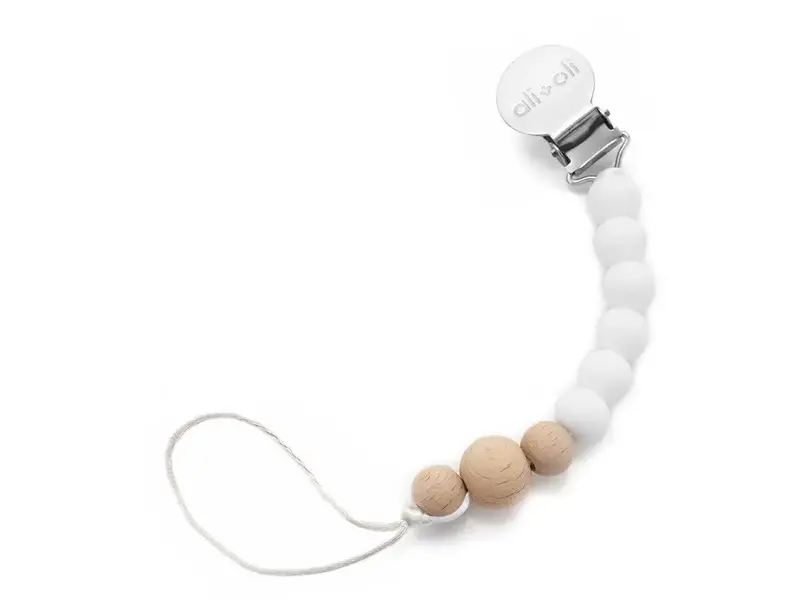 Ali + Oli Silicone Pacifier Clip (White Wood)