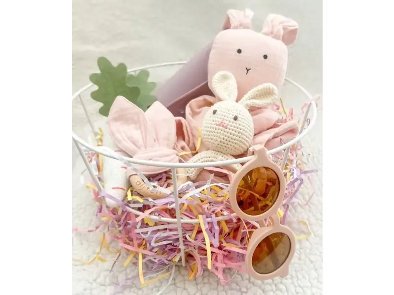 Ali + Oli Baby Teething Toy Rattle Wood Ring Crochet (Bunny)