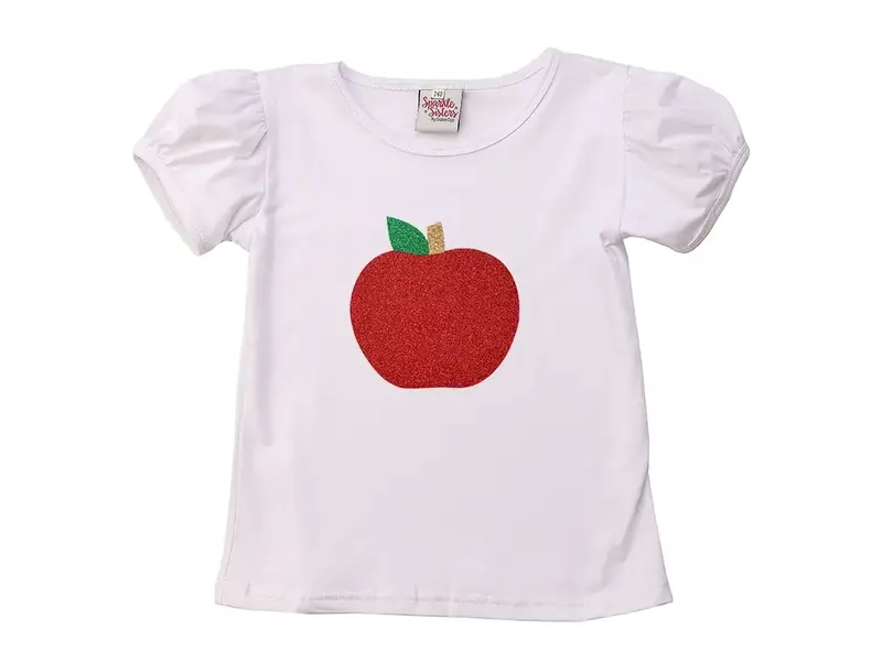Sparkle Sister by Couture Apple Puff Sleeve Shirt white 2T