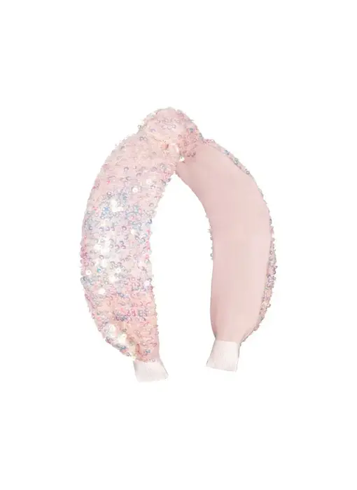 Sequin Knotted Headband Pink