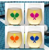 Wine-Oh! Pickleball Unbreakable Tritan Plastic Wine Glasses - Orange